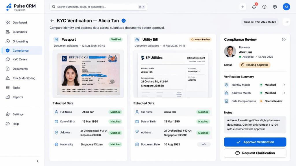 KYC verification & compliance review — product screenshot