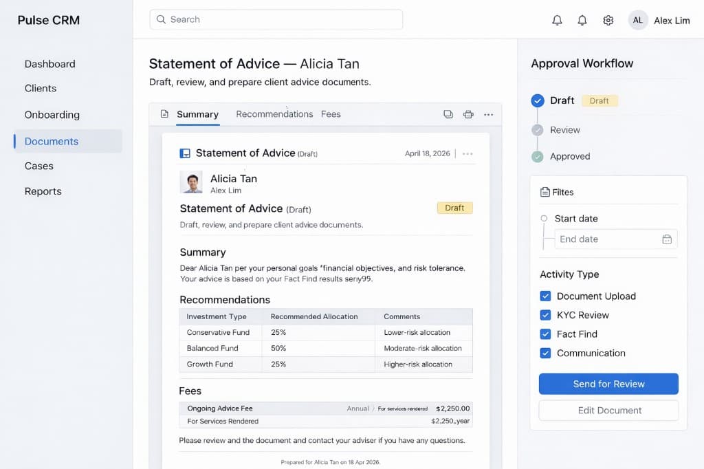 Statement of Advice (SoA) — product screenshot