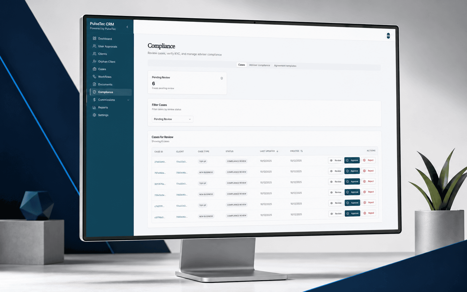Pulse CRM compliance review queue