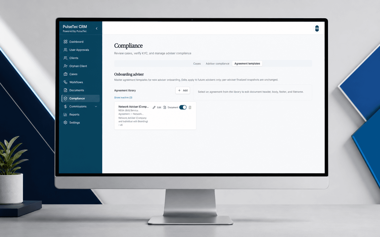 Pulse CRM compliance agreement templates library with versioned document controls